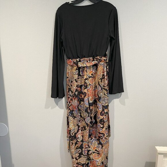 Paisley Print Belted Jumpsuit Boho Chic Streetwear - Size 6 - Picture 2 of 7
